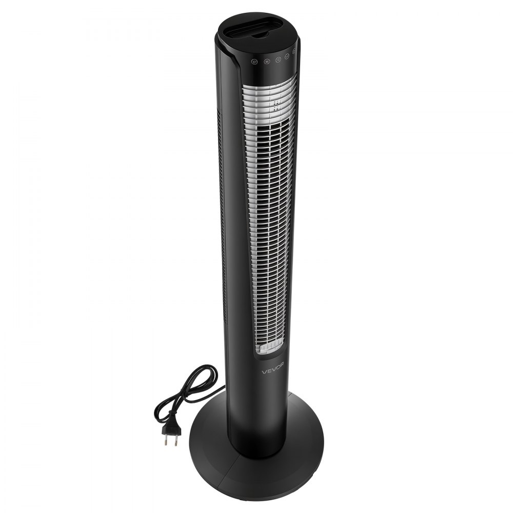 VEVOR 60W Turmventilator, 107cm Säulenventilator mit 3 Geschwindigkeiten 4 Modi 12 Std. Timer, 70° Oszillierender Ventilator mit Fernbedienung, Leiser Standventilator für Schlafzimmer Büro, Schwarz