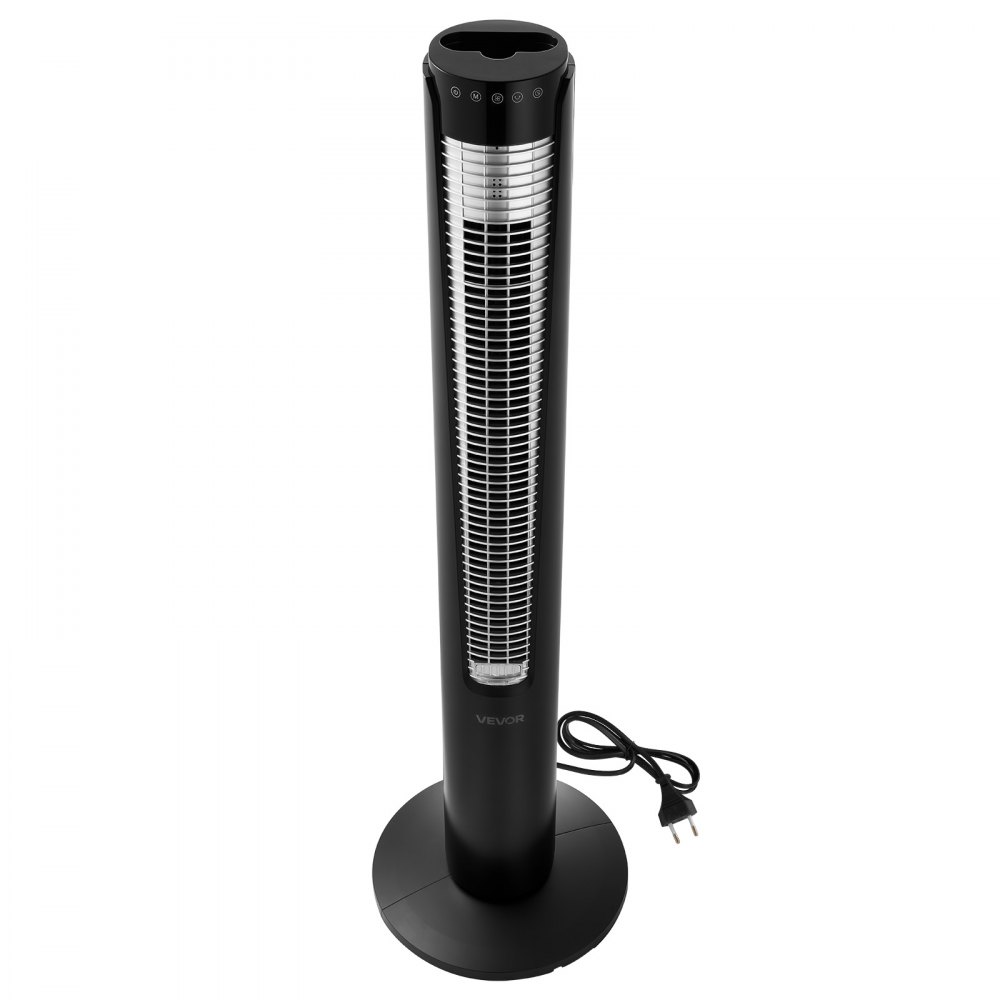 VEVOR 60W Turmventilator, 107cm Säulenventilator mit 3 Geschwindigkeiten 4 Modi 12 Std. Timer, 70° Oszillierender Ventilator mit Fernbedienung, Leiser Standventilator für Schlafzimmer Büro, Schwarz