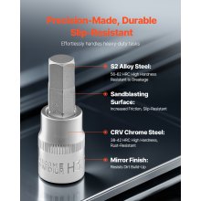 VEVOR Sechskant Steckschlüsselsatz 32-teilig, S2-Legierungsstahl & Cr-V-Stahl, Standard SAE & metrisch, 1/4 Zoll & 3/8 Zoll & 1/2 Zoll Antriebe, mit Aufbewahrungskoffer, für Mechaniker Autoreparatur