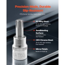 VEVOR Bohrer-Steckschlüsselsatz, 107-tlg. Sechskant/Torx/Außen-Torx/manipulationssicher/extra lang, S2-Legierungsstahl und Cr-V-Stahl, 1/4, 3/8 und 1/2 Zoll Antrieb, mit Aufbewahrungskoffer