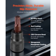 VEVOR Torx Bohrer Steckschlüsselsatz Außen-Torx-Steckschlüsselsatz, 31-teilig T8-T70 & E4-E24, S2-Legierungsstahl & Cr-V-Stahl, 1/4 & 3/8 Zoll & 1/2 Zoll Antriebe, mit Adapter & Aufbewahrungskoffer