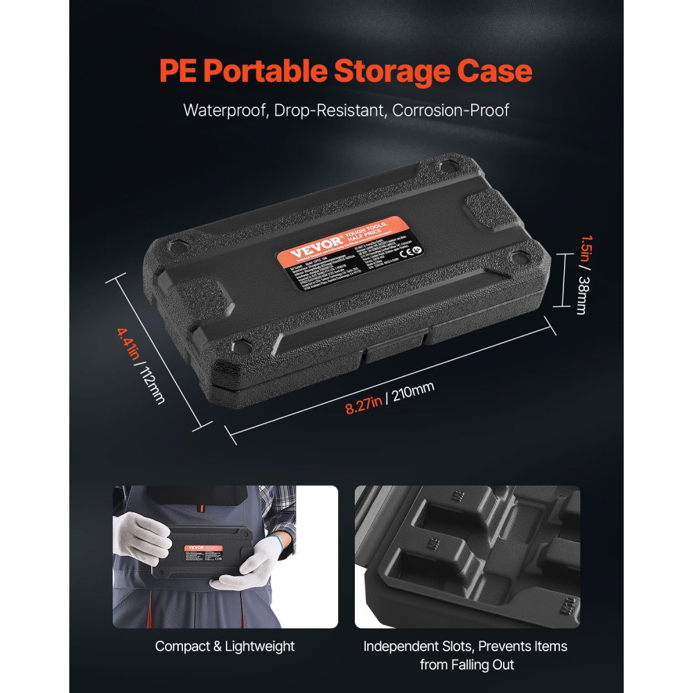 VEVOR XZN Triangular Spline Bit Socket Set, 10-piece M4 – M18, high-quality Cr-V steel, 1/4 inch, 3/8 inch and 1/2 inch drives, with improved storage case, for automotive