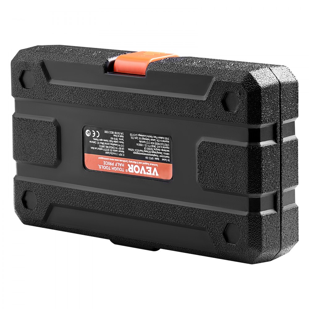 VEVOR Extra langer Inbus-Steckschlüsselsatz 18-tlg. mit 3/8 Zoll-Antrieb, S2-Legierungsstahl & Cr-V-Stahl, Standard SAE & metrisch 1/8 Zoll-3/8 Zoll, 3-12 mm, mit verbessertem Aufbewahrungskoffer