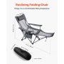 VEVOR Campingstuhl faltbar, Liegestuhl mit 4 verstellbaren Positionen, Relaxsessel Liege mit Getränkehalter, Netz-Strandstuhl mit Kopfstütze & Fußstütze, trägt 100 kg, für Outdoor Camping, grau