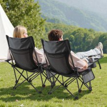 VEVOR Campingstuhl faltbar, Liegestuhl mit 4 verstellbaren Positionen, Relaxsessel Liege mit Getränkehalter, Netz-Strandstuhl mit Kopfstütze & Fußstütze, trägt 100 kg, für Outdoor Camping, grau
