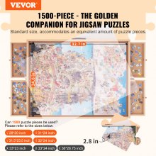 VEVOR Klappbarer Puzzletisch Puzzle Brett 1500 Teile, Puzzle Staffelei Kiefer Tragbarer Puzzletisch, Puzzel Board mit 4 Ausziehbaren Schubladen, Puzzlespaß Spielspaß für Erwachsene & Kinder