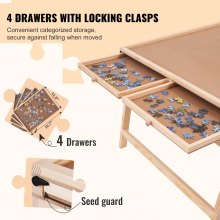 VEVOR Klappbarer Puzzletisch Puzzle Brett 1500 Teile, Puzzle Staffelei Kiefer Tragbarer Puzzletisch, Puzzel Board mit 4 Ausziehbaren Schubladen, Puzzlespaß Spielspaß für Erwachsene & Kinder