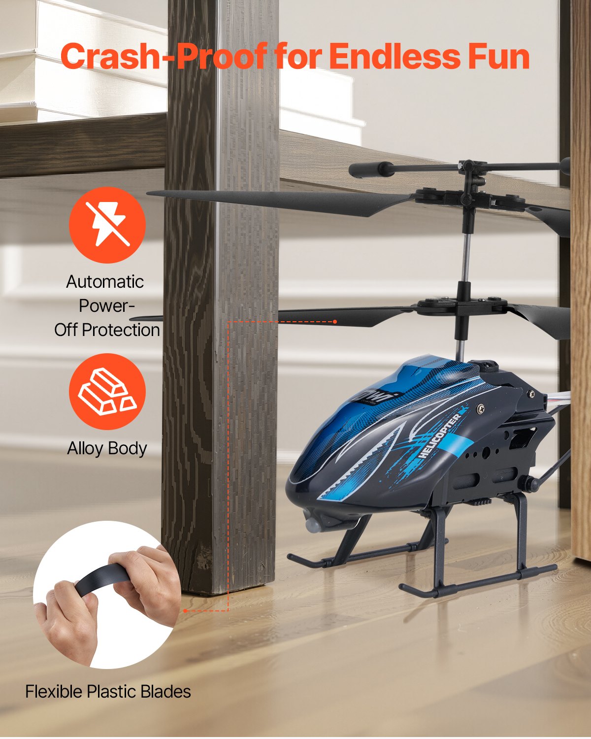VEVOR RC-Helikopter, 2,4 GHz ferngesteuerter Hubschrauber, 3,5-Kanal-RC-Flugzeug, 16 Minuten Flugzeit, Höhenhaltung, Start/Landung mit einer Taste & LED-Leuchten, Spielzeug für Kinder ab 8 Jahren