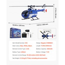 VEVOR RC-Helikopter, 2,4 GHz Ferngesteuerter Hubschrauber mit Einzelpropeller & 6-Achsen-Gyro, 4-Kanal-RC-Flugzeug für Anfänger, LED-Licht & Start/Landung mit einer Taste, für Kinder ab 8 Jahren