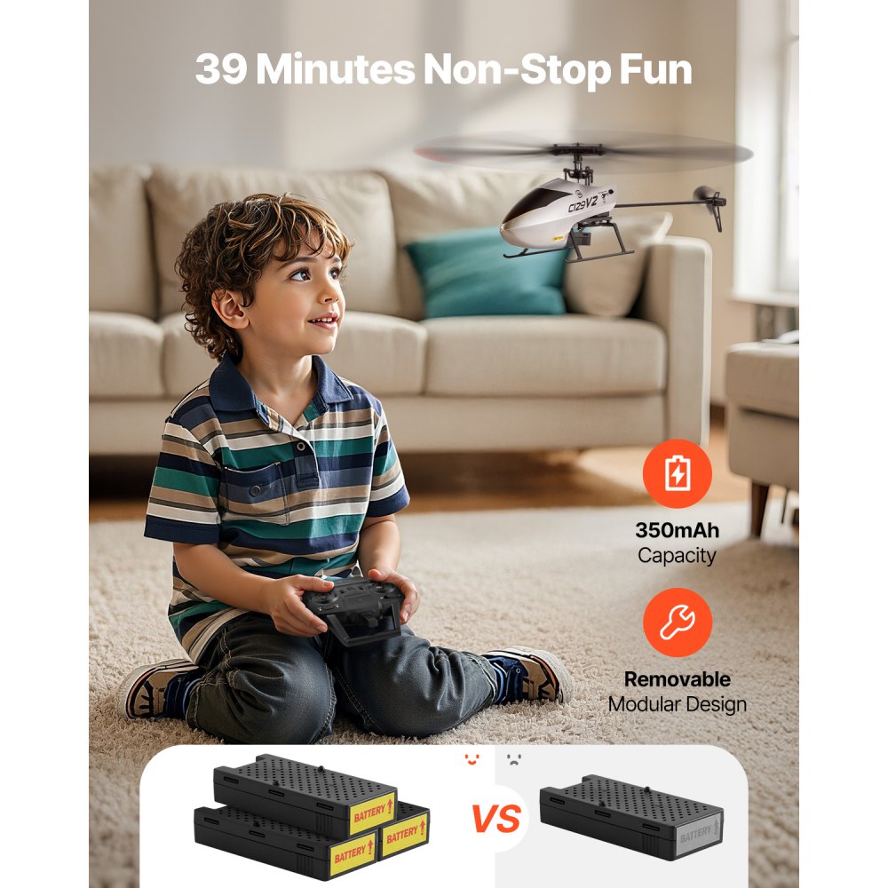 VEVOR RC-Helikopter, 2,4 GHz ferngesteuerter Hubschrauber mit Gyro, 4-Kanal-RC-Flugzeug für Anfänger, 39 Minuten Flugzeit, Start/Landung mit einer Taste, Spielzeug für Kinder ab 8 Jahren
