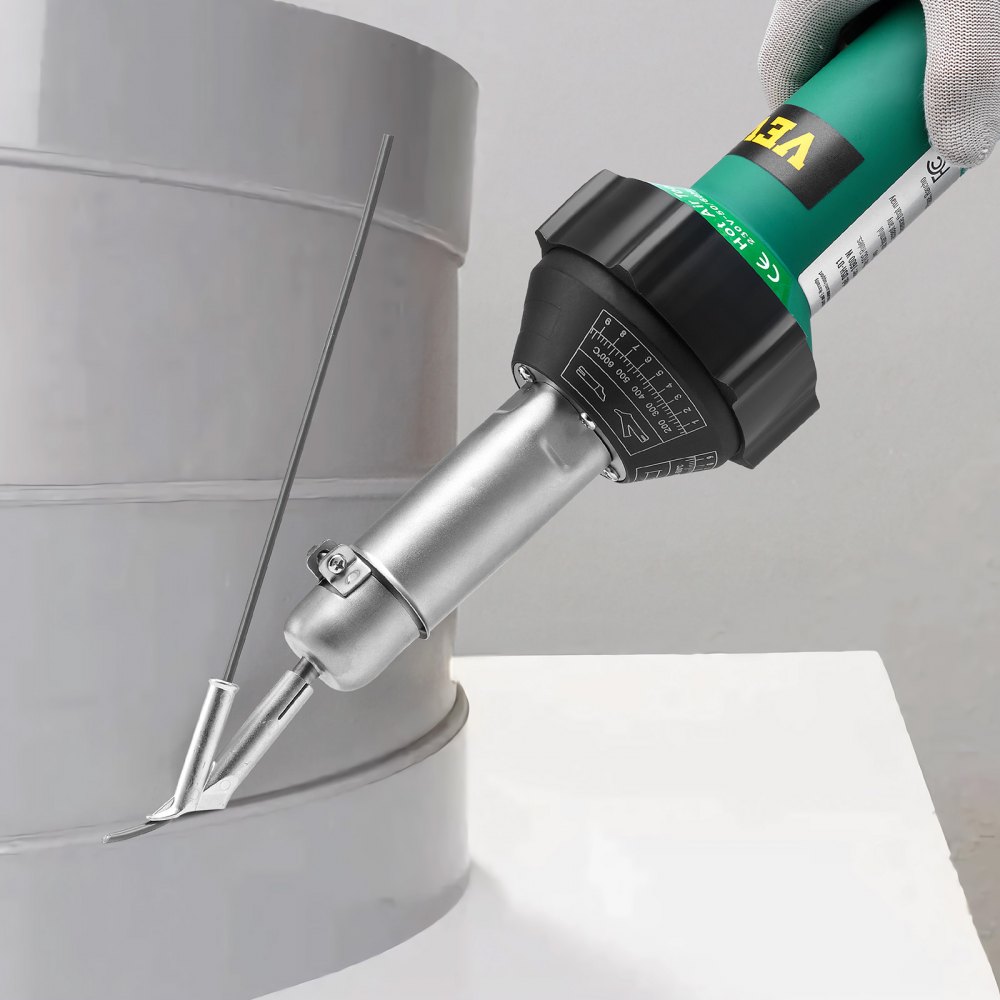 VEVOR Heißluft-Kunststoffschweißgerät, 1600 W Heißluftpistole, 50–600 °C PVC TPO Vinyl Schweißbrenner, Hot Air Welder Set mit 14 Zubehörteilen – Werkzeugkasten, Düse, Rolle, Klingen für PP/PE/PVC