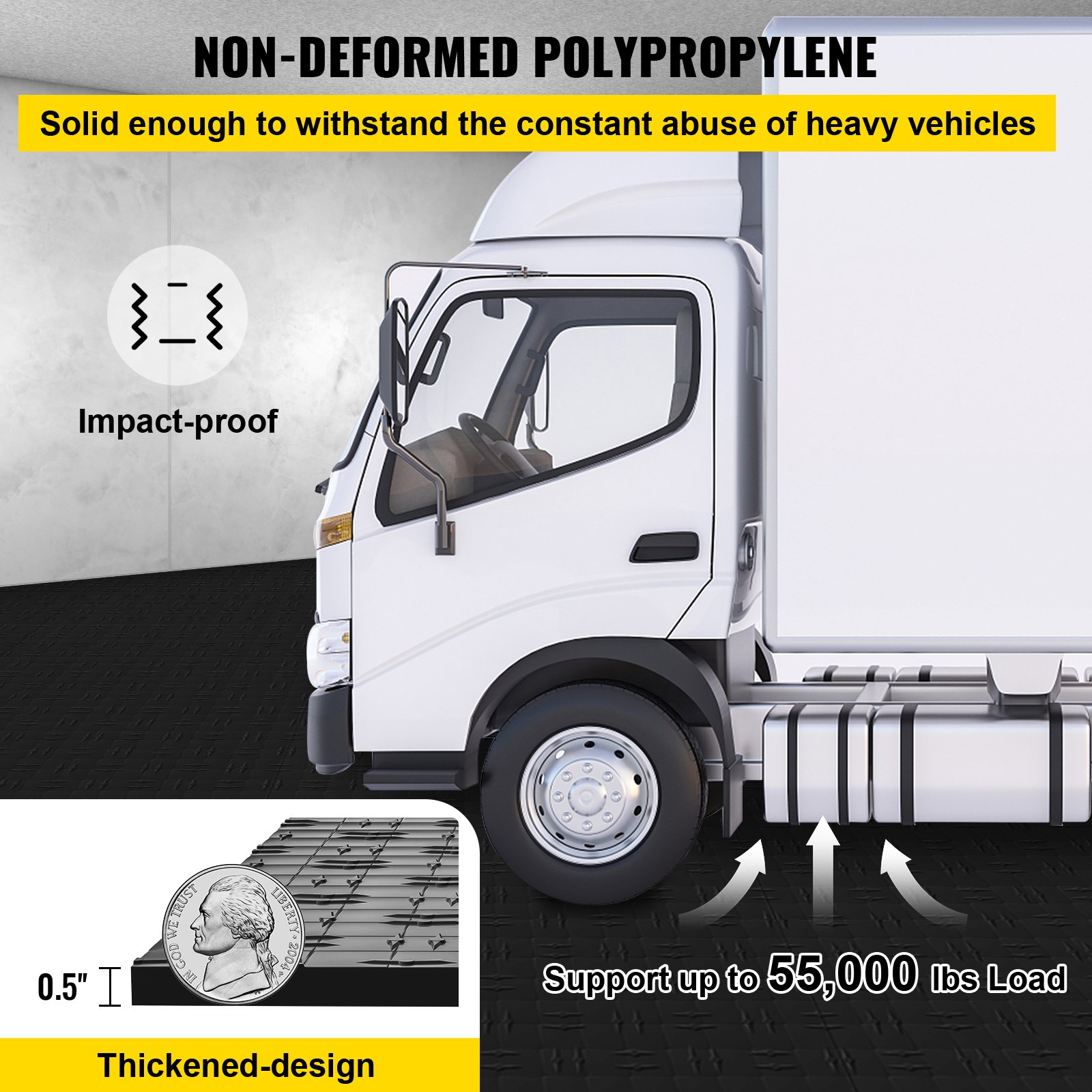 VEVOR Garagenfliesen, ineinandergreifende Garagen-Bodenbelagfliesen, 30,5 x 30,5 cm, 25 Stück, Schwarz