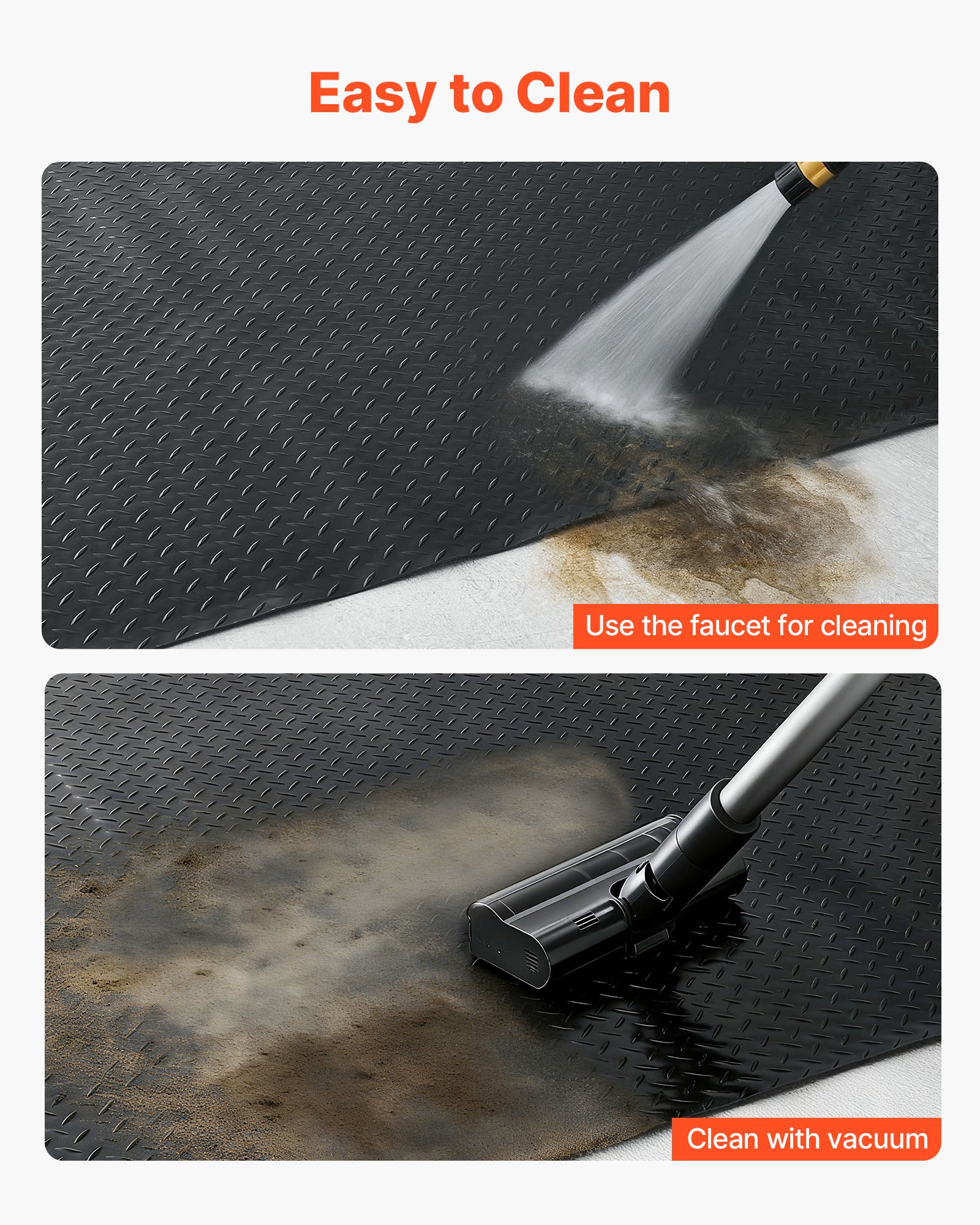 VEVOR Garagenbodenmatte, 1200x3050 mm Antirutschmatte, 2,2 mm dicke PVC-Noppenmatte, Bodenschutzmatte mit doppelseitigem Klebeband, leicht zu reinigen, für Lager, Fitnessstudios, Anhänger, Schwarz