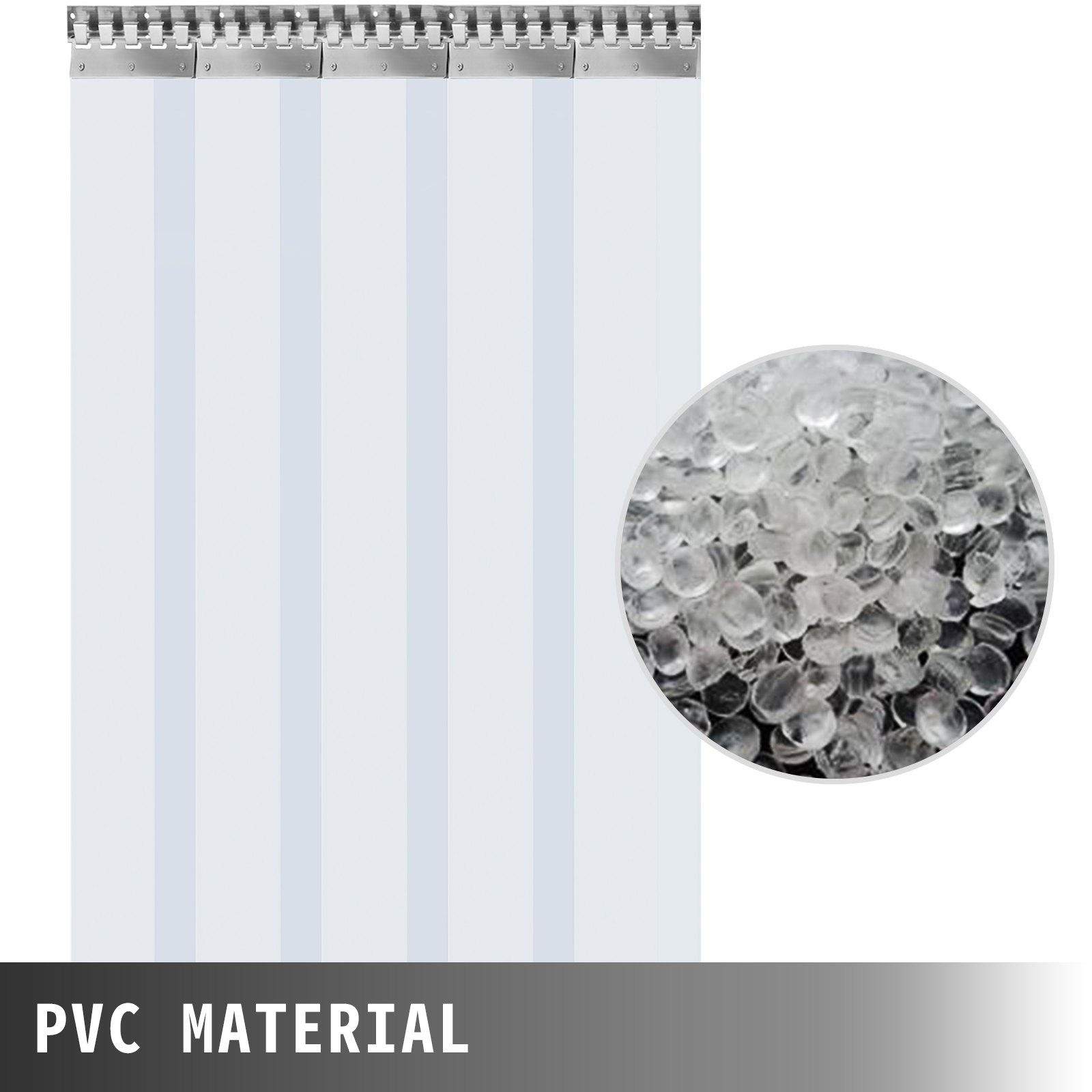 VEVOR Streifenvorhang PVC 1,25 x 2,5 m Lamellenvorhang mit 5 transparenten Streifen und Temperaturbeständigkeit kann Geräusche reduzieren, Innenräume warm halten, Schädlinge schützen für viele Orte