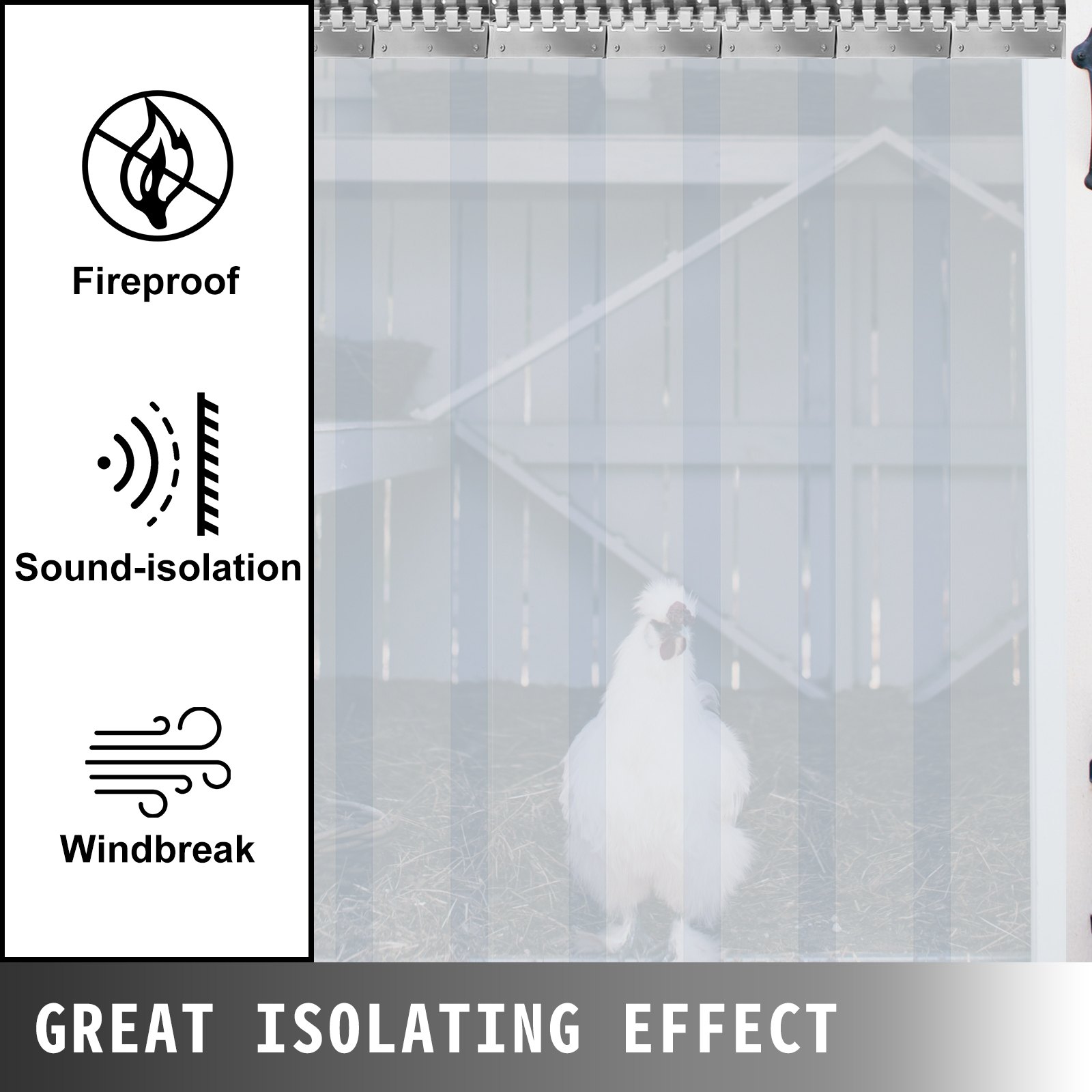 VEVOR Streifenvorhang PVC 1,25 x 2,5 m Lamellenvorhang mit 5 transparenten Streifen und Temperaturbeständigkeit kann Geräusche reduzieren, Innenräume warm halten, Schädlinge schützen für viele Orte