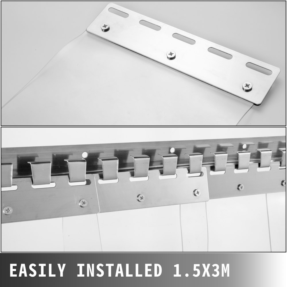 Vevor Pvc Streifenvorhang Pvc-lamellenvorhang 1,5 M X 3 M Türvorhang 9 Streifen