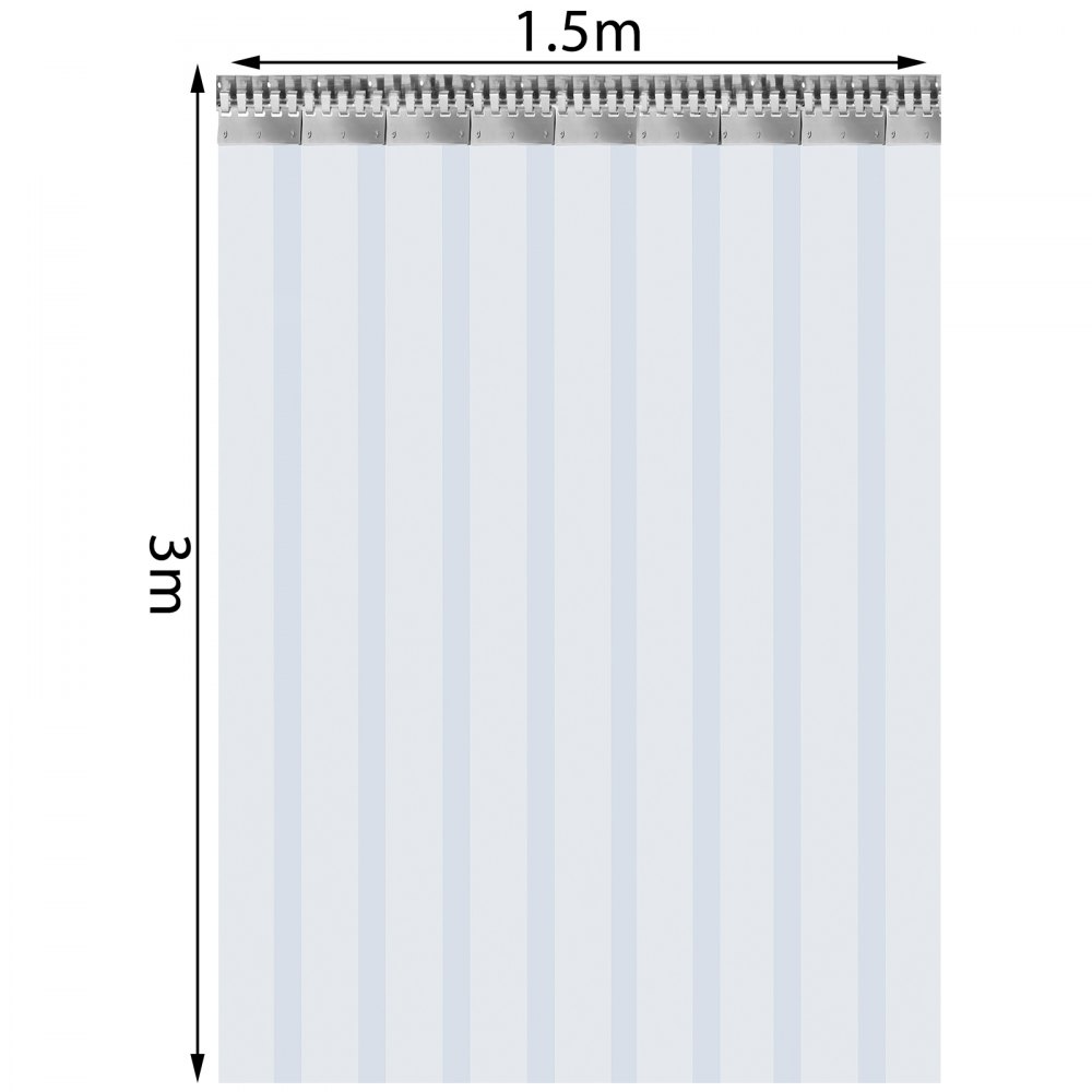 Vevor Pvc Streifenvorhang Pvc-lamellenvorhang 1,5 M X 3 M Türvorhang 9 Streifen