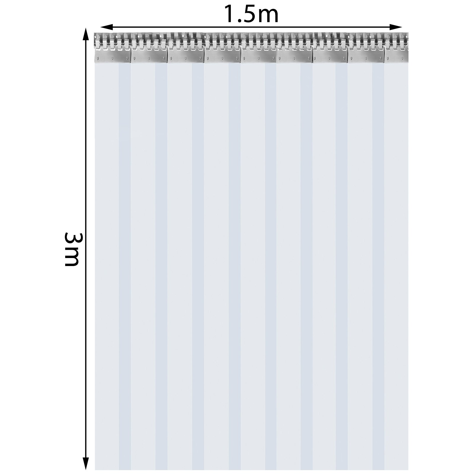 Vevor Pvc Streifenvorhang Pvc-lamellenvorhang 1,5 M X 3 M Türvorhang 9 Streifen
