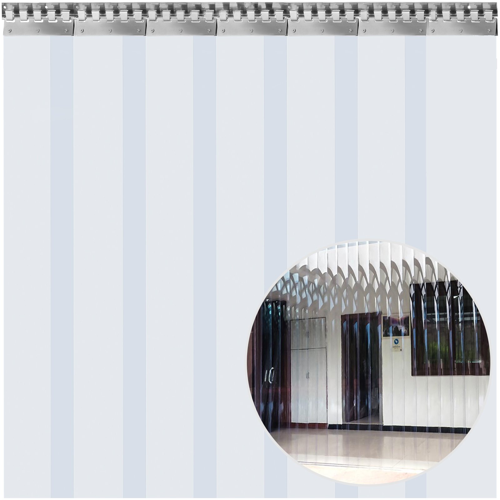 Vevor Pvc Streifenvorhang Pvc-lamellenvorhang 1,75 X 2,5 M Türvorhang 7 Streifen