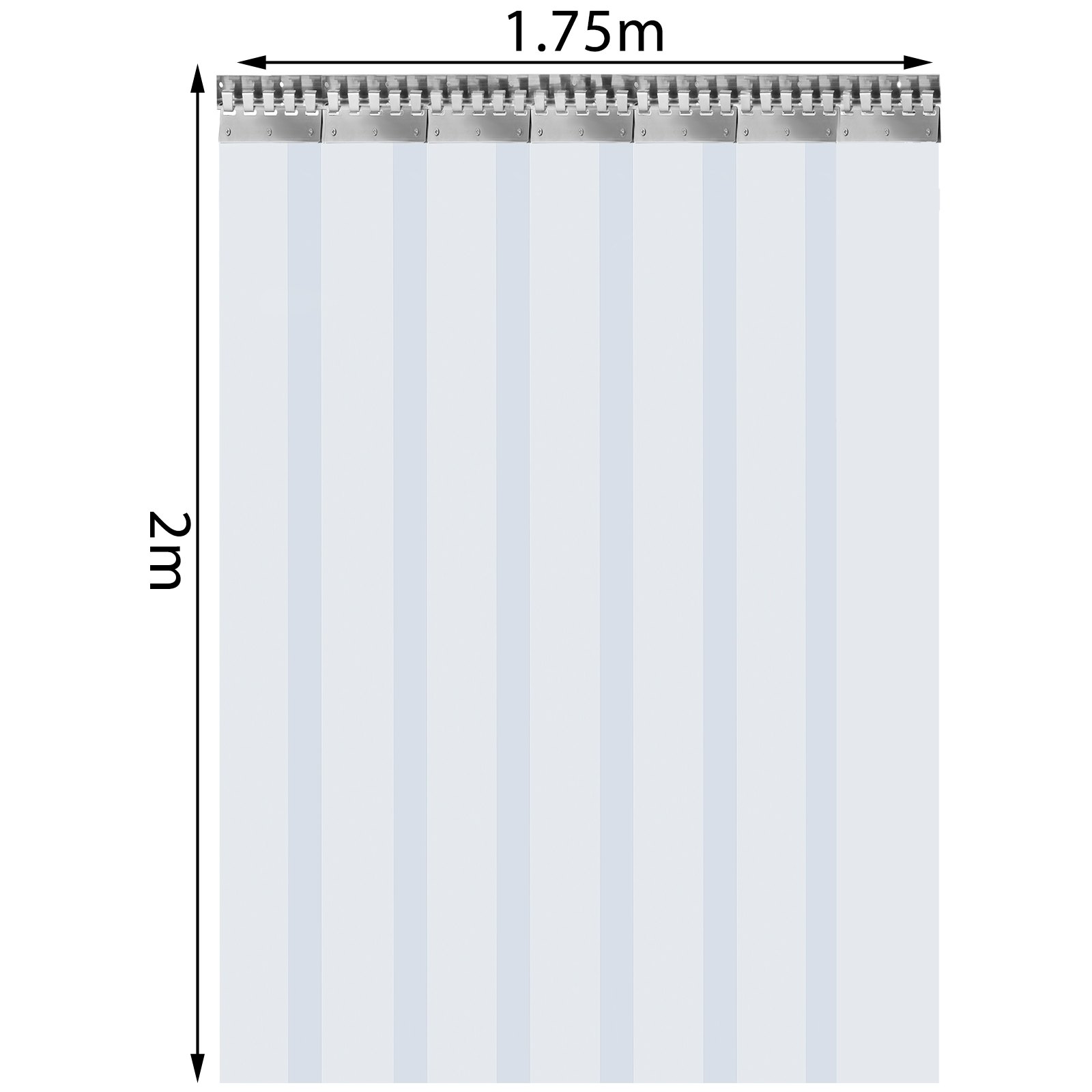 Vevor Pvc Streifenvorhang Pvc-lamellenvorhang 1,75 X 2,5 M Türvorhang 7 Streifen