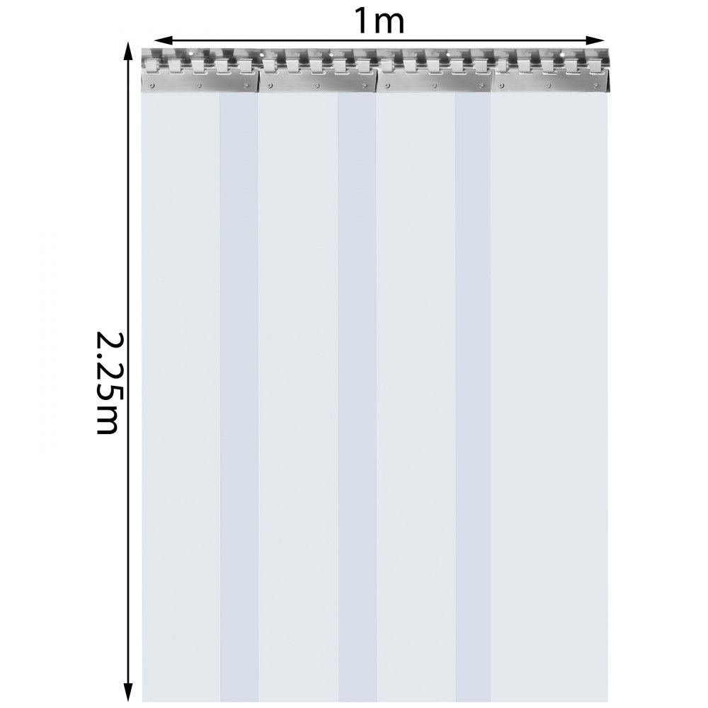 Vevor Pvc Streifenvorhang Pvc-lamellenvorhang 1 X 2,25 M Türvorhang 4 Streifen