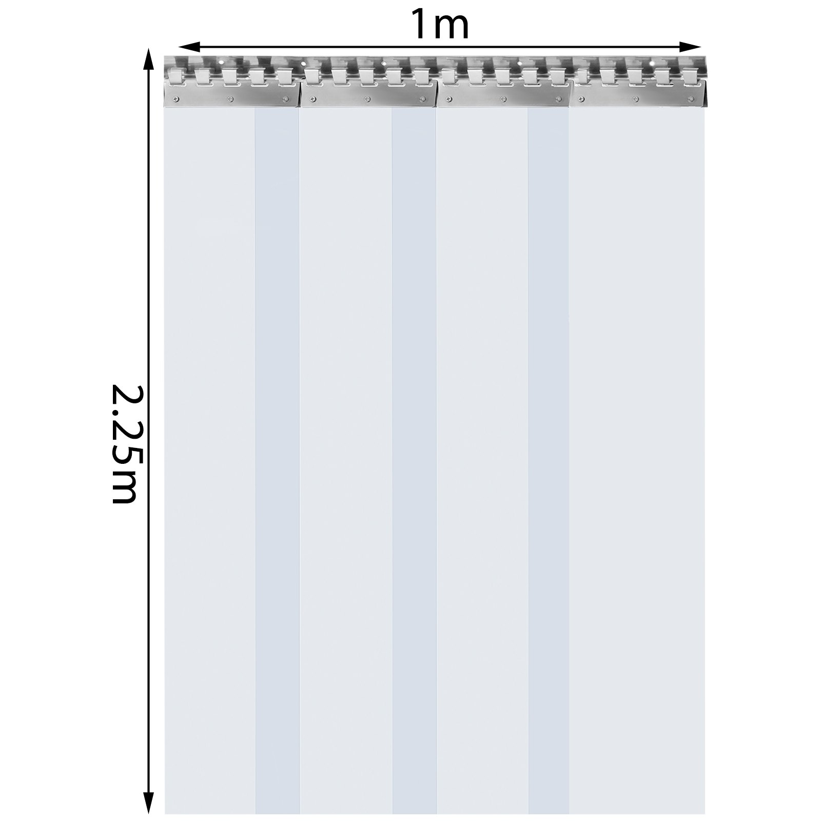 Vevor Pvc Streifenvorhang Pvc-lamellenvorhang 1 X 2,25 M Türvorhang 4 Streifen