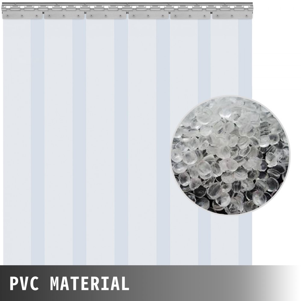 VEVOR Streifenvorhang PVC 1 x 2,5 m Türvorhang-Kit mit 6 transparenten Streifen und hoher Temperaturbeständigkeit kann Geräusche reduzieren, Innenräume warm halten, Schädlinge schützen für viele Orte