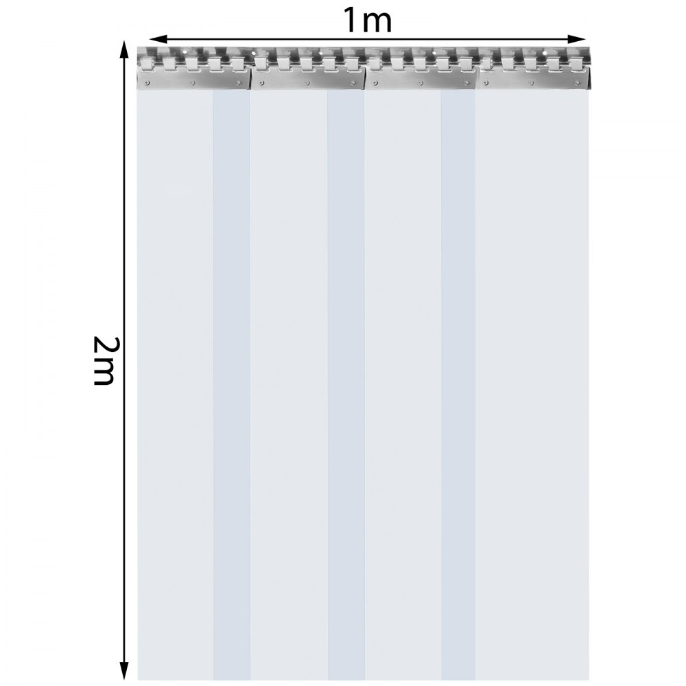 Vevor Pvc Streifenvorhang Pvc-lamellenvorhang 1 X 2 M Türvorhang 4 Streifen
