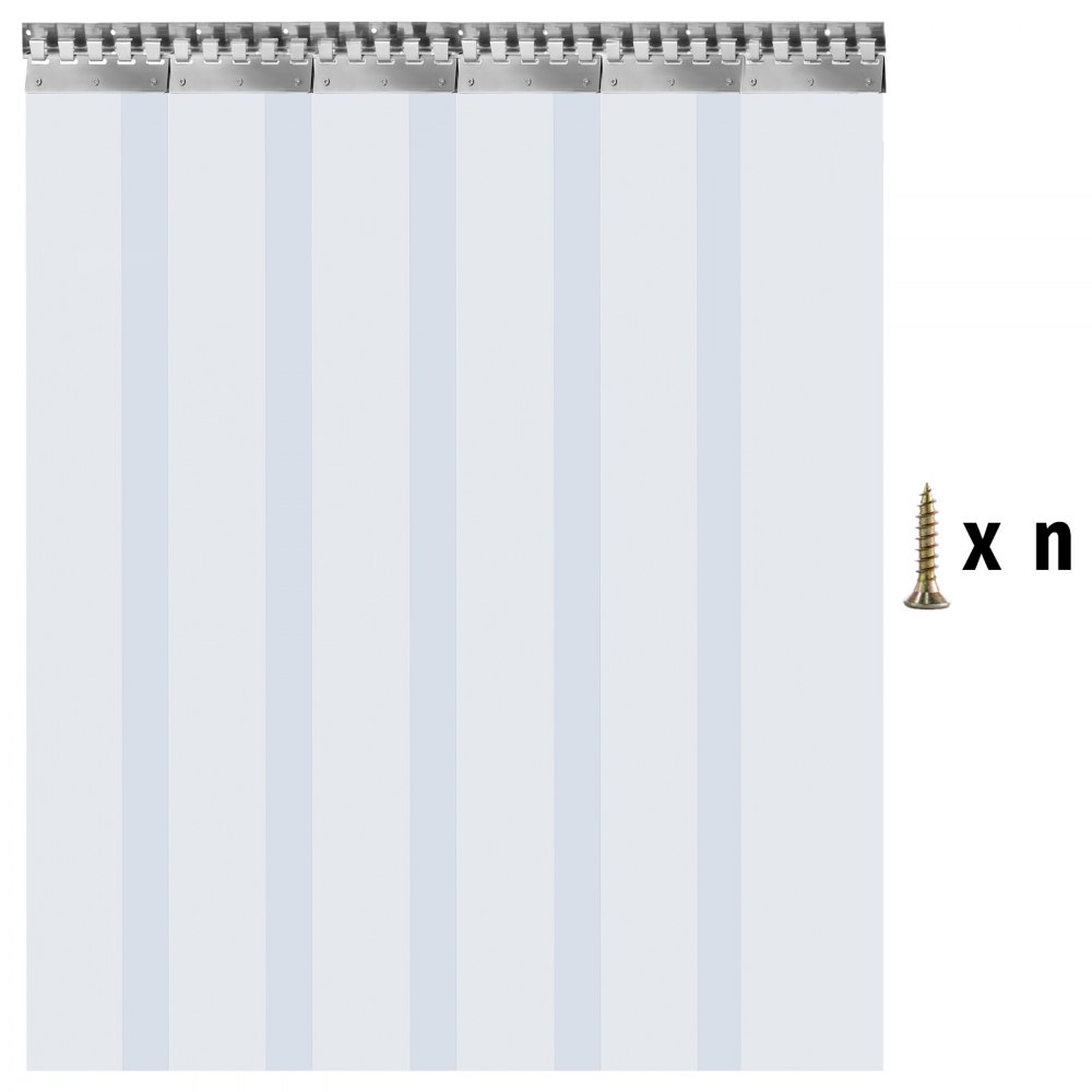 VEVOR Streifenvorhang PVC 1 x 2 m Lamellenvorhang mit 6 transparenten Streifen und Temperaturbeständigkeit kann Geräusche reduzieren, Innenräume warm halten, Schädlinge schützen für viele Bereiche