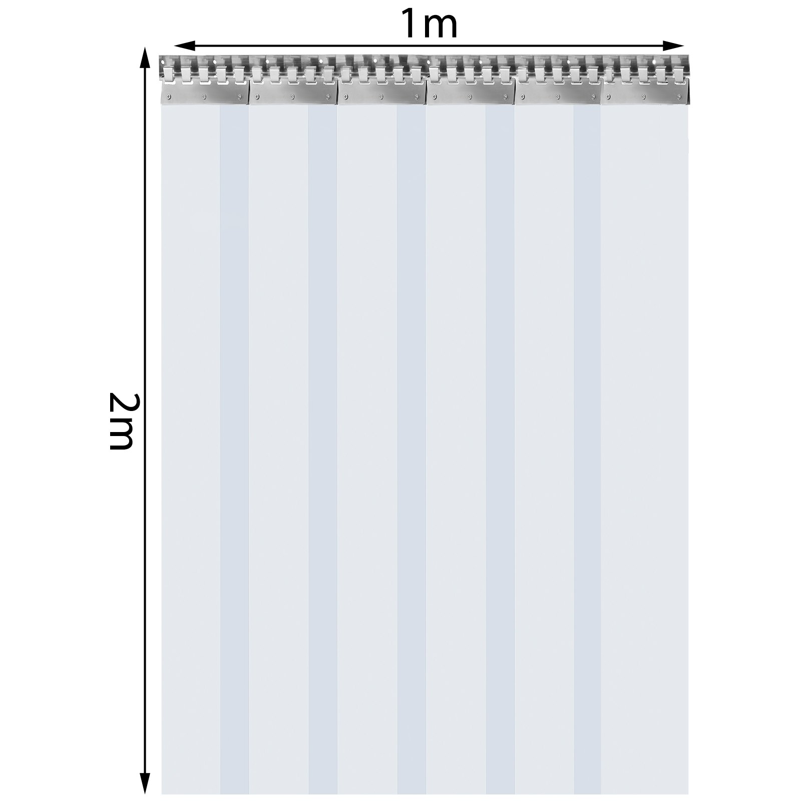 VEVOR Streifenvorhang PVC 1 x 2 m Lamellenvorhang mit 6 transparenten Streifen und Temperaturbeständigkeit kann Geräusche reduzieren, Innenräume warm halten, Schädlinge schützen für viele Bereiche