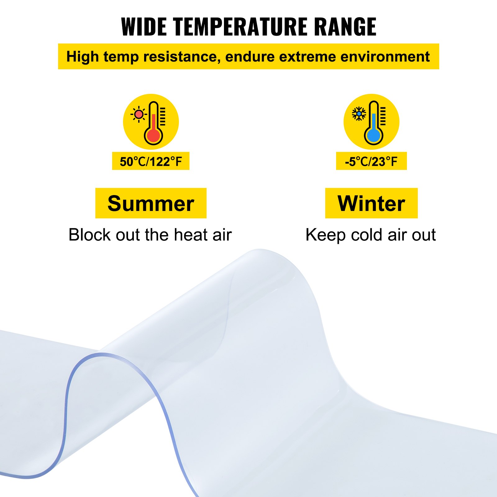 VEVOR PVC Streifenvorhang 300 mm x 3 mm x 25 m Kunststoffvorhang Türvorhang 64 lbs Vorhangrolle Transparent Dekoration Geschäfte PVC Streifen