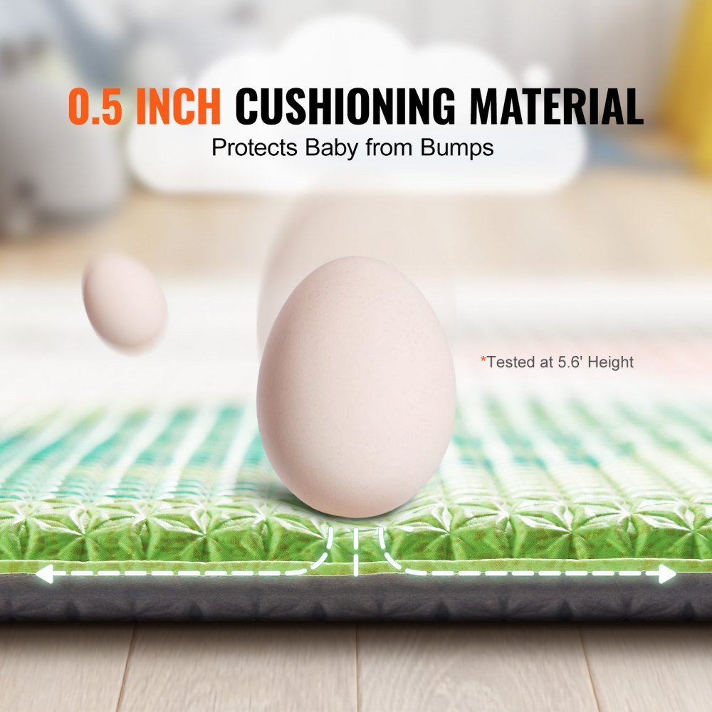 VEVOR Baby-Spielmatte, 139,7 x 208,3 cm, Baby-Krabbelmatte, rutschfeste, einteilige, weich gepolsterte Baby-Spielmatte, aufrollbare, wendbare Bodenmatte, wasserdichte Aktivitätsmatte, für Babys, Kleinkinder, Säuglinge, zum Spielen und Liegen auf dem Bauch