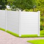 VEVOR 3xPaneele Gartenzaun 122x122cm Sichtschutzzaun PVC und verzinktes Blech-Erdspieß Windschutzzaun Metallpfähle bis 50cm Lamellenzaun Steckzaun Sichtschutz ideal für Pool-Ausrüstung Klimaanlagen