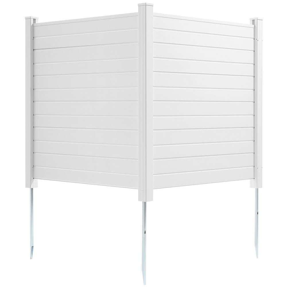 VEVOR Gartenzaun 127 x 127 cm Sichtschutzzaun PVC und verzinktes Blech-Erdspieß Windschutzzaun Metallpfähle bis 70 cm Lamellenzaun Steckzaun Sichtschutz Ideal für Outdoor-Geräte private Bereiche