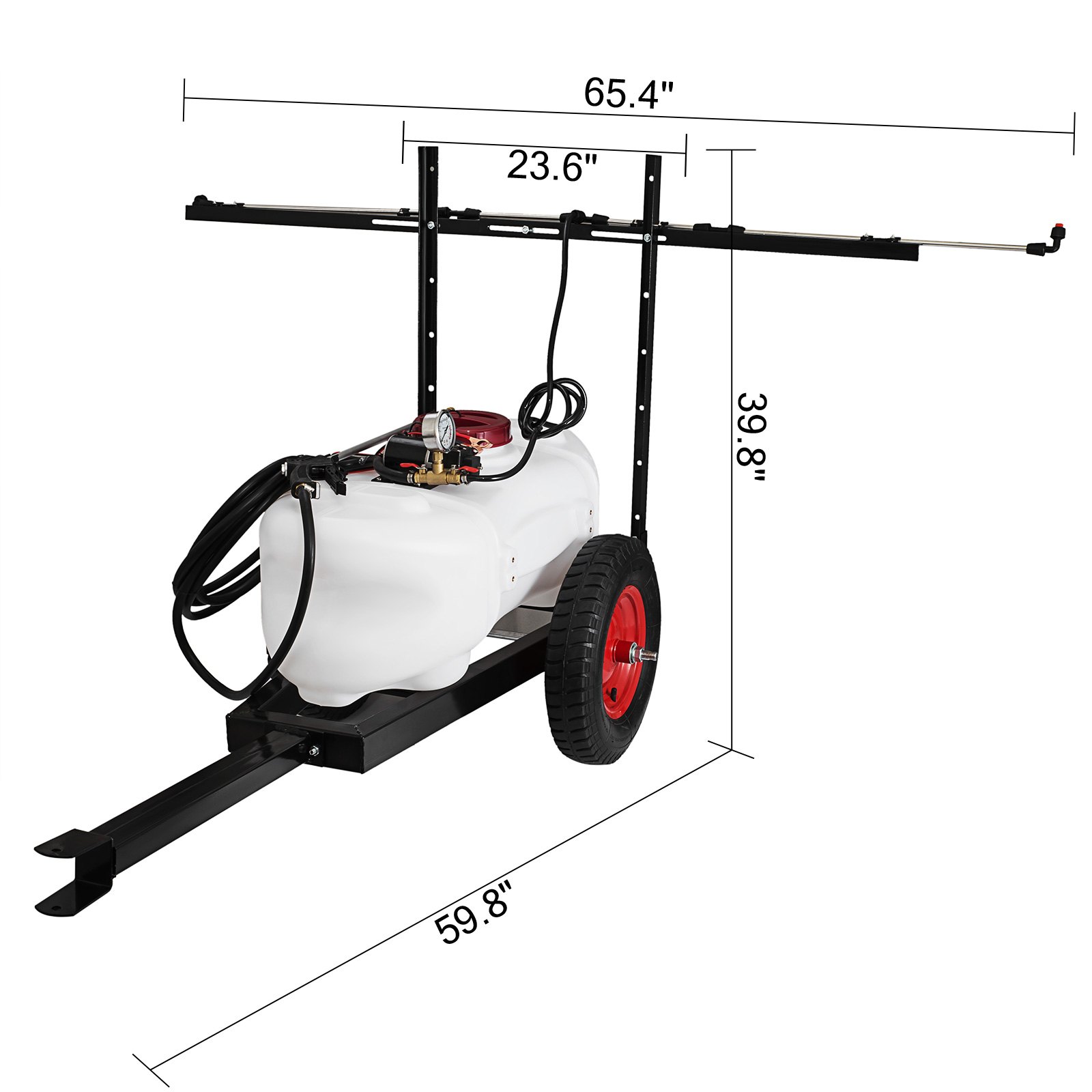 VEVOR Drucksprüher 60L Feldspritzen 5,5Bar 2,1 L/Min bei Spritzdruck 3,5Bar 3,1L/Min bei Fließdruck 4,5Bar 2,6 L/Min bei Lanzendruck Gartenspritze