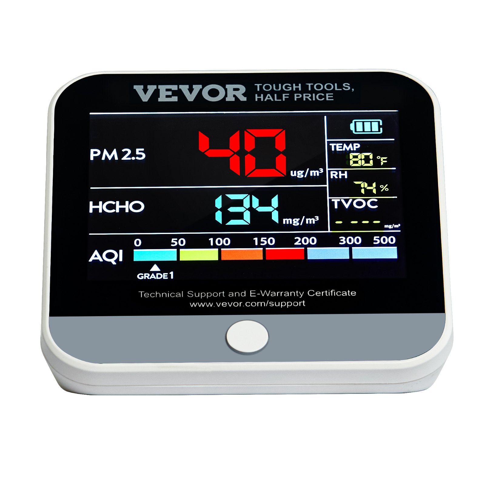 VEVOR Mini Air Quality Monitor 8-in-1, Professional Particle Counter PM2.5 PM10 PM1.0, Formaldehyde, Temperature, Humidity, TVOC AQI Tester for Indoor/Outdoor Use, Air Quality Meter with Alarm
