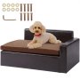 VEVOR Haustiersofa, Hundecouch für mittelgroße Hunde und Katzen, Hundesofabett aus weichem Leder, 50 kg belastbares Katzensofa 710 x 505 x 335 mm