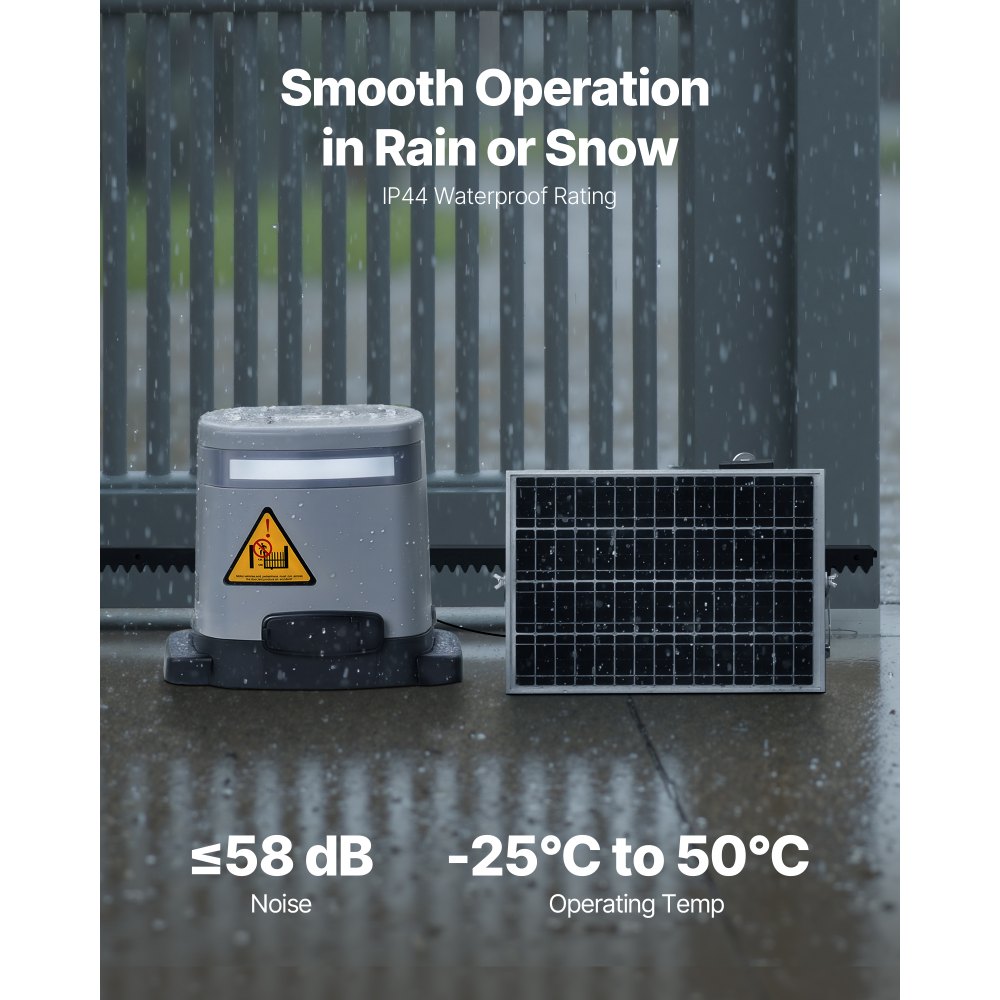 VEVOR Schiebetorantrieb, 280 W Solar Toröffner für Türen bis zu 20 m und 800 kg, Zahnrad-Rolltormotor mit Infrarotsensor und 2 Fernbedienungen, Öffnungssystem für Einfahrtstore