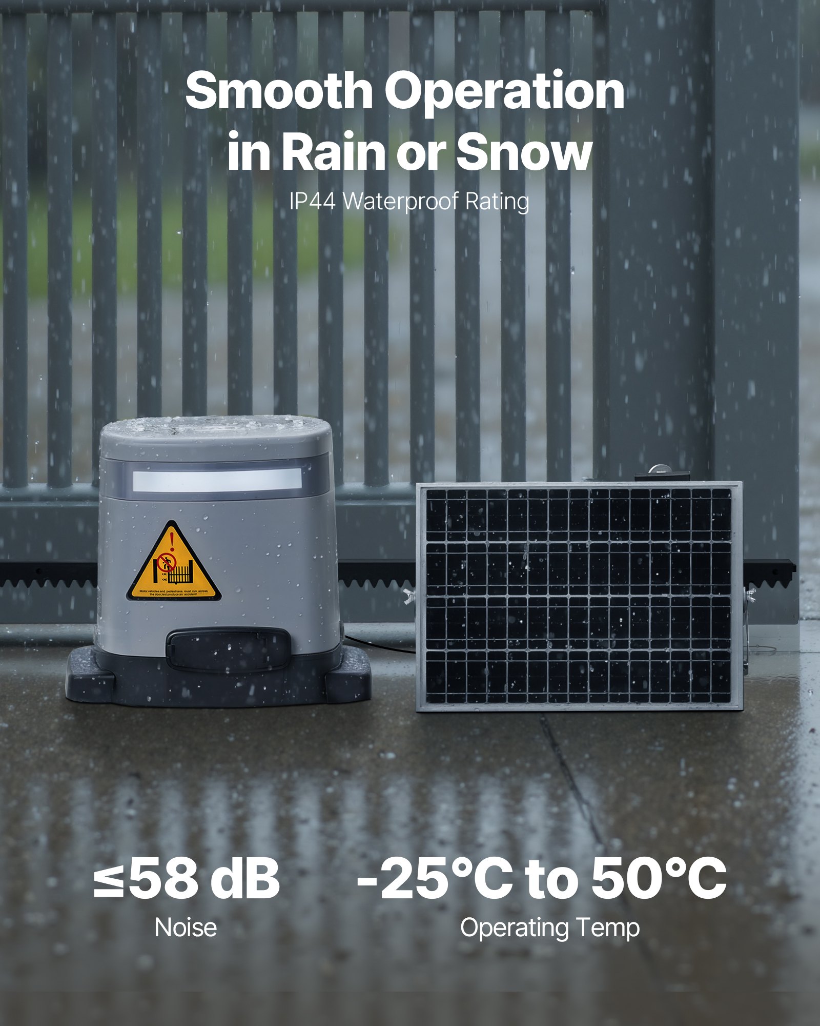 VEVOR Schiebetorantrieb, 280 W Solar Toröffner für Türen bis zu 20 m und 800 kg, Zahnrad-Rolltormotor mit Infrarotsensor und 2 Fernbedienungen, Öffnungssystem für Einfahrtstore