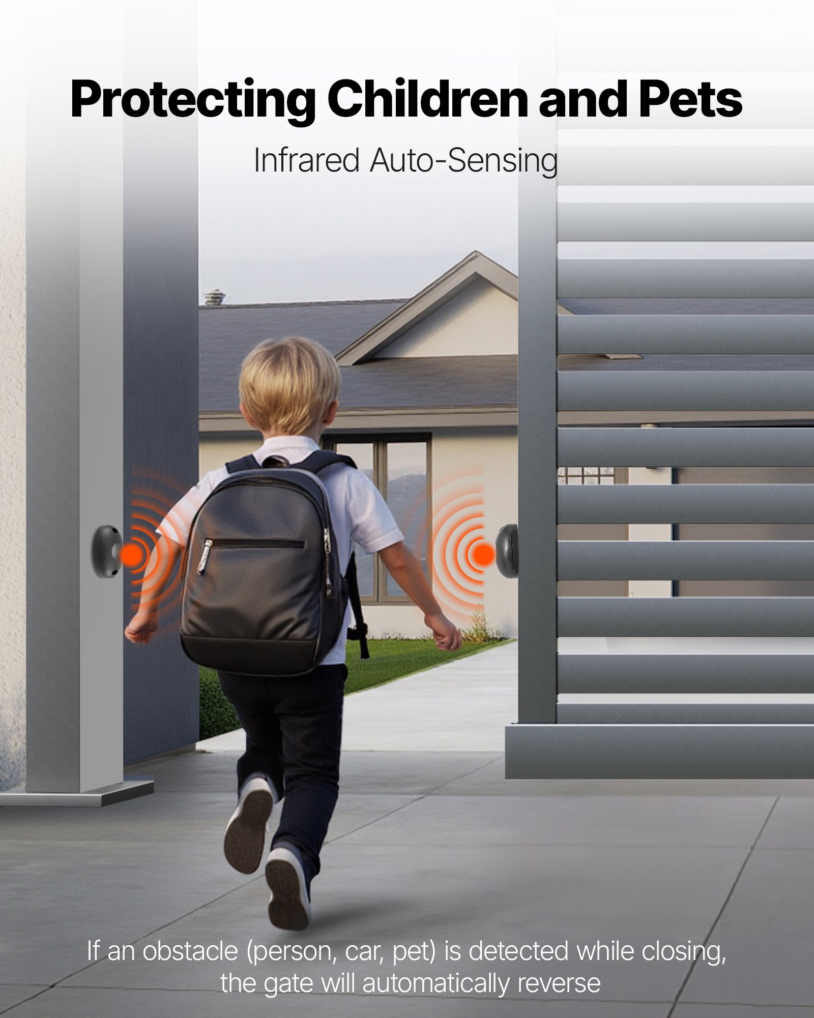 VEVOR Schiebetorantrieb, 280 W elektrischer Toröffner für Türen bis zu 25 m & 600 kg, Rolltormotor mit Nylon-Zahnstange, Infrarotsensor & 2 Fernbedienungen, Öffnungssystem für Einfahrtstore