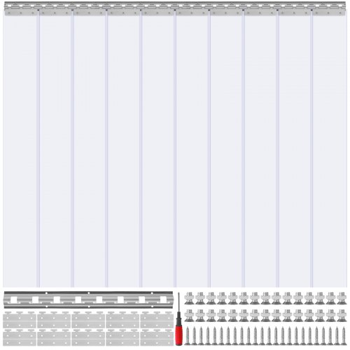 VEVOR PVC Streifenvorhang 152x213cm Lamelle Lamellenvorhang Transparent Weich-PVC+DOTP Meterware 2mm Stärke Streifenvorhang Stallvorhang inkl. Befestigungsmaterial Ideal für Tür bis zu ca. 152cm