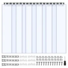 VEVOR Streifenvorhang, 213,4 cm Höhe x 96,5 cm Breite, 0,2 cm Dicke, 6 Stück transparenter PVC-Streifen-Türvorhang, Gefrierschrankvorhang, Kunststoff-Türstreifen für begehbare Gefrierschränke, Kühlschränke und Lagertüren, mit 50 % Überlappung