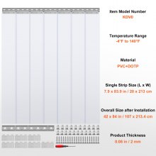 VEVOR Streifenvorhang, PVC-Türvorhang, 107,7 x 213,4 cm, für Kühl-/Gefrierschrank, transparenter Kunststoff