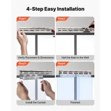 VEVOR Streifenvorhang, 213 cm Höhe x 121 cm Breite, 0,2 cm Dicke, 8 Stück transparenter PVC-Streifen-Türvorhang, Gefrierschrankvorhang, Kunststoff-Türstreifen für begehbare Gefrierschränke, Kühlschränke und Lagertüren, mit 50 % Überlappung