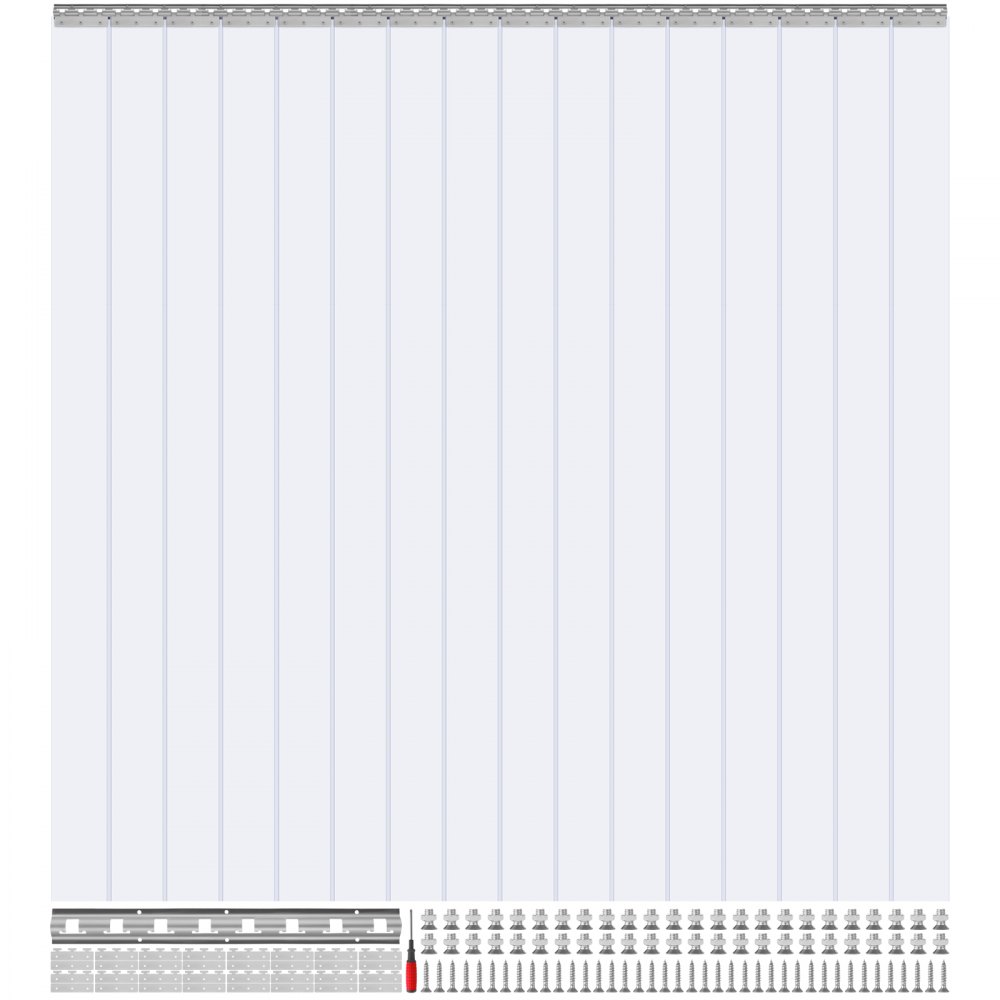 VEVOR 244x244cm Streifenvorhang Lamelle Lamellenvorhang PVC Transparent 16 Stk.