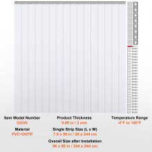 VEVOR 244x244cm Streifenvorhang Lamelle Lamellenvorhang PVC Transparent 16 Stk.