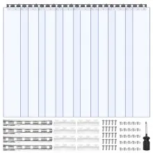 VEVOR Transparenter PVC-Streifenvorhang, 1220x2134 mm, 2 mm Dicke, 8 Stk. Lamellenvorhang, -55,6℃ bis 30℃  Vorhangstreifen, Kunststoff-Türstreifen für Lager-, Gefrier- und Garagentore
