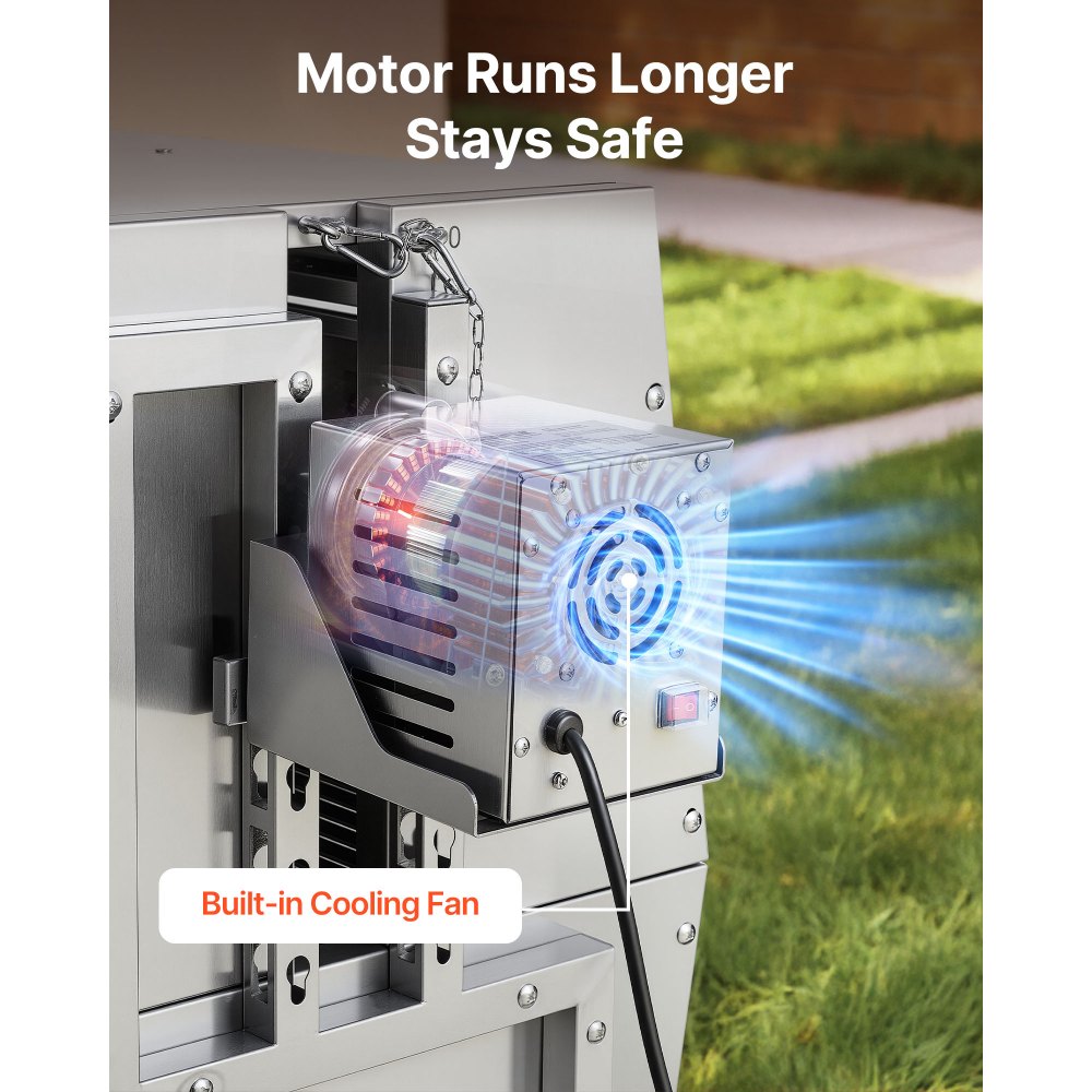 VEVOR Drehspießgrill 38 W Spanferkelgrill Lammgrill Holzkohlegrill (132 cm Grilllänge) mit 60 kg Tragkraft & Rädern & 4-facher Höhenverstellung & Deckel, Edelstahl-Elektrogrill-Set für Camping