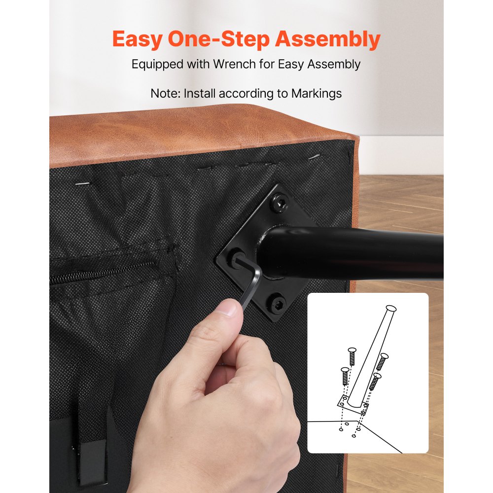 VEVOR Schlafzimmerbank Bettbank (40 x 110 x 43 cm) aus PU-Leder mit Metallbeinen & Nähten, gepolsterte Schuhbank mit 300 kg Tragkraft, moderne Fußbank Sitzbank für Wohnzimmer Esszimmer Flur Braun