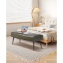 VEVOR Leather Bedroom Bench, PU Leather Bench with Metal Legs and with Stitching for Entryway, Upholstered Shoe Bench Seat, Modern End of the Bed Benches for Living Room, Dining Room, Hallway, Green